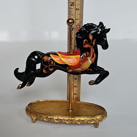 The‎ World of Carousel Horses Russian Lacquer Horse Gold Porcelain COA M1040 - Picture 11 of 11